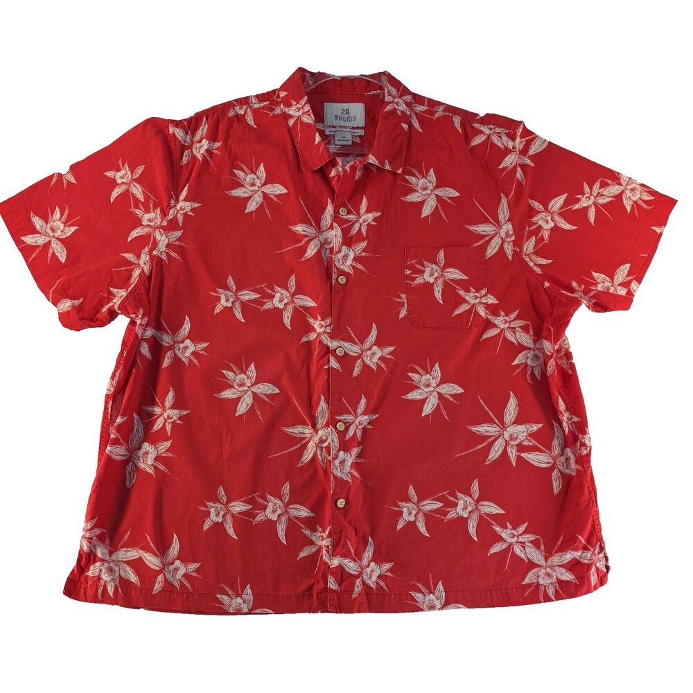 28 Palms Red Hawaiian Floral Shirt Men's Men's Big & Tall Size 3XL Relaxed